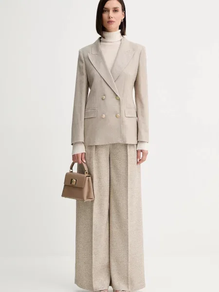 Вовняний светр Simona Corsellini легкий гольф бежевий