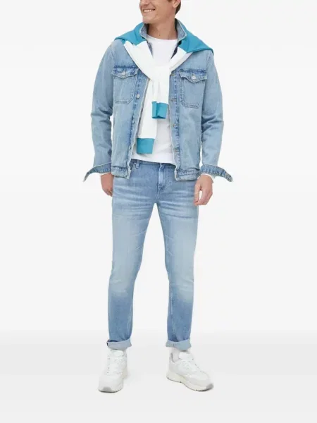 Blugi Guess cu autograf albastru