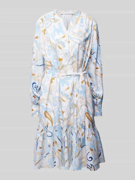 Sukienka midi z wiązanym paskiem Herzensangelegenheit niebieska