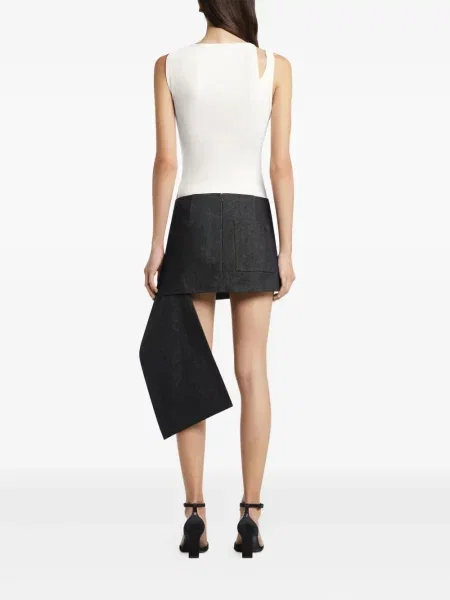 Top Courreges cu broderie tricotate alb