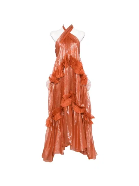 Rochie maxi Maria Lucia Hohan cu volane portocaliu