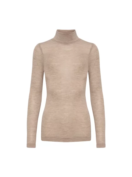 Sweter z golfem Inwear wełniany do golfa brązowy