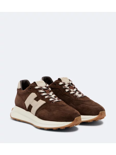 Sneakerși Hogan din piele de căprioară maro