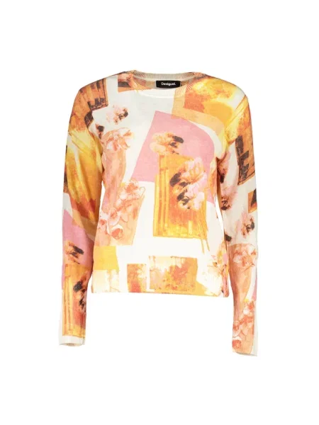 Lniany sweter Desigual biały