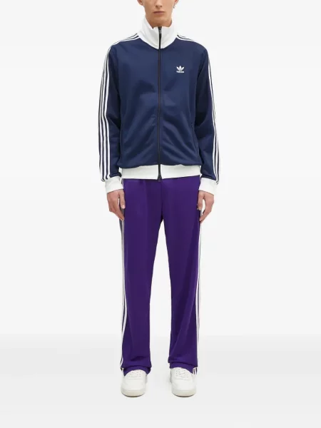 Tricou Adidas cu dungi cu broderie albastru