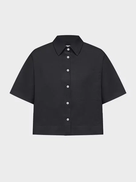 Сорочка повсякденна PRPY льон/бавовна чорний