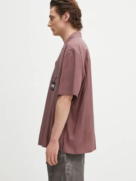 Атласная классическая ошейниковый рубашка Ambush бордовая