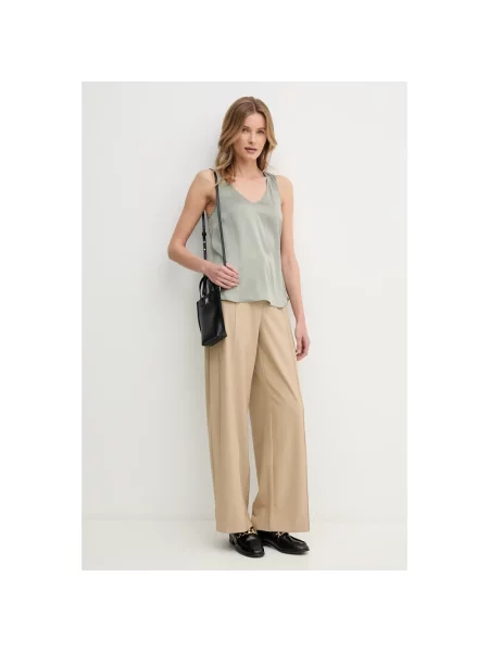Mos Mosh spodnie szerokie high waist beżowy