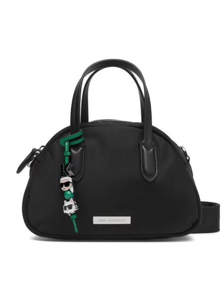 Ročna torba KARL LAGERFELD Črna bela