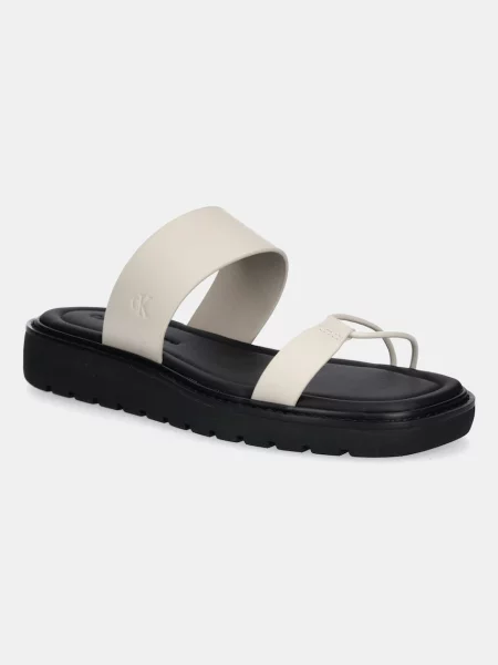 Calvin Klein Jeans Usnjeni natikači ROPE SANDAL SOFT LTH MG bež