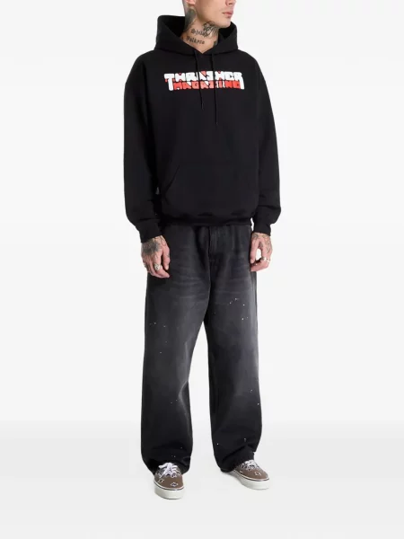 Hanorac cu glugă Thrasher cu imagine negru