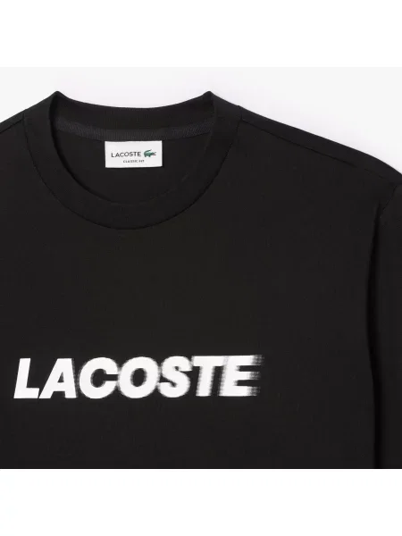 Lacoste Klasyczny Krój Gruba Koszulka Z Logo czarna