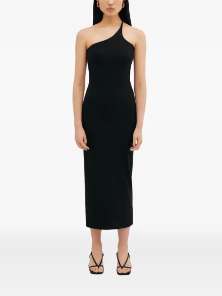 Rochie midi Marcella cu un umăr gol negru