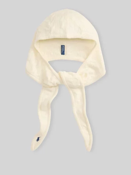 Czapka z wełny kaszmir z kapturem Polo Ralph Lauren biała