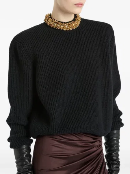 Pulover Balmain cu broderie din cașmir
