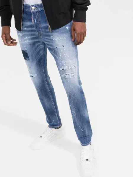 Jeansy Dsquared2 z dziurami niebieskie