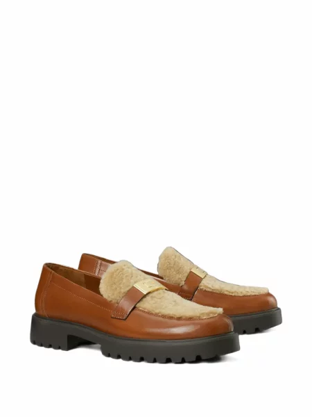 Pantofi loafer Tory Burch din piele de oaie maro