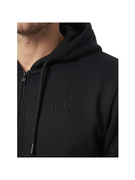 Mikina na zips Leone 1947 s autogramom čierna