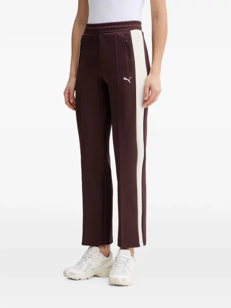 Pantaloni Puma cu broderie cu dungi alergare maro