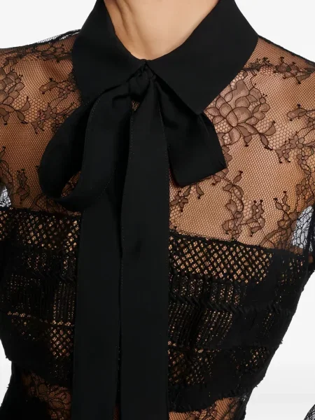 Костюм миди рокля Elie Saab с дантела до коляното черно