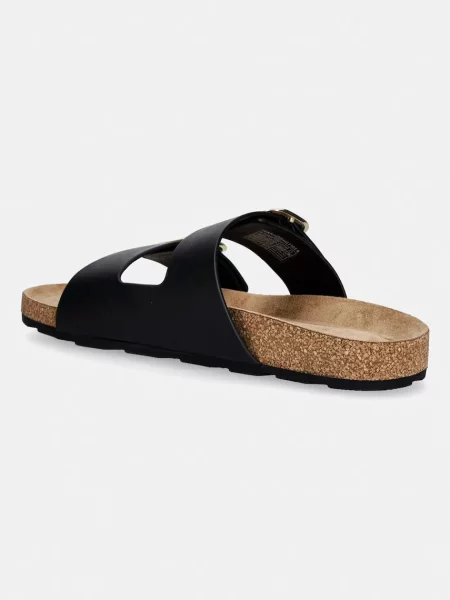 Tommy Hilfiger klapki skórzane TH CLASSIC CORK SANDAL LEATHER czarne