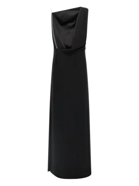 Rochie Max Mara drapată cu un umăr gol de costum negru
