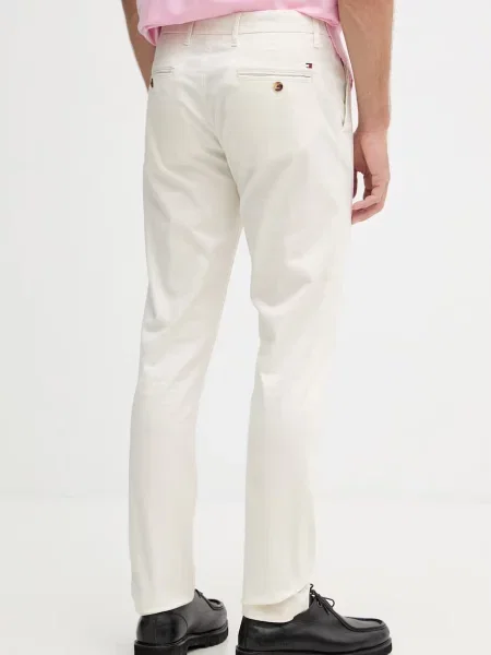 Tommy Hilfiger spodnie slim fit z bawełną beżowe