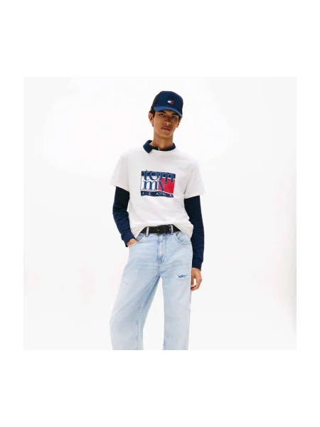 Tricou Tommy Jeans cu mâneci scurte alb