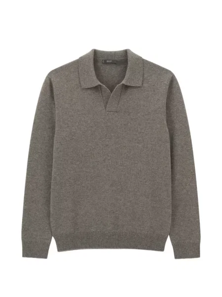 Tricou polo Boggi Milano de lână gri