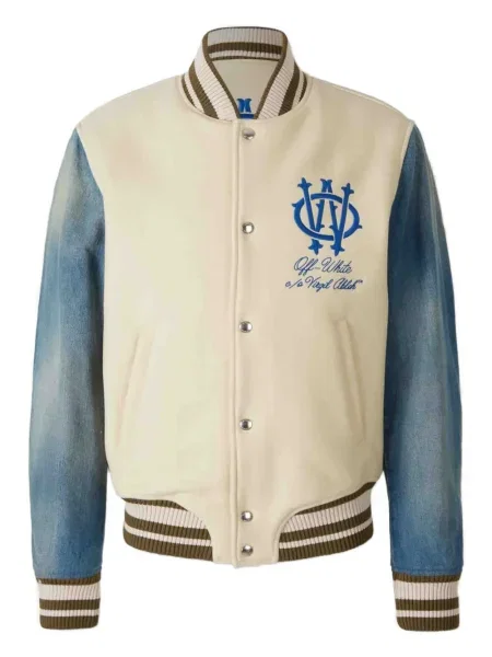 Geacă Off-white cu broderie alb