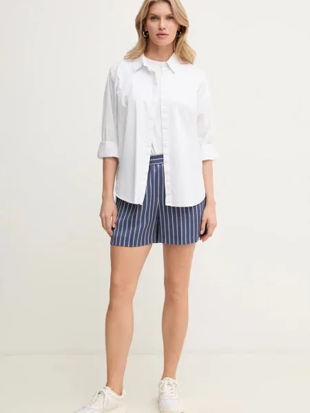 MAX&Co. szorty wzorzyste high waist niebieski