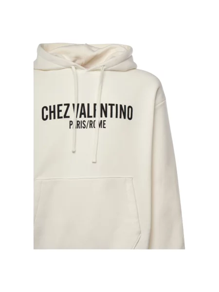Bluza z kapturem Valentino Garavani z kapturem ze sznurkiem biała