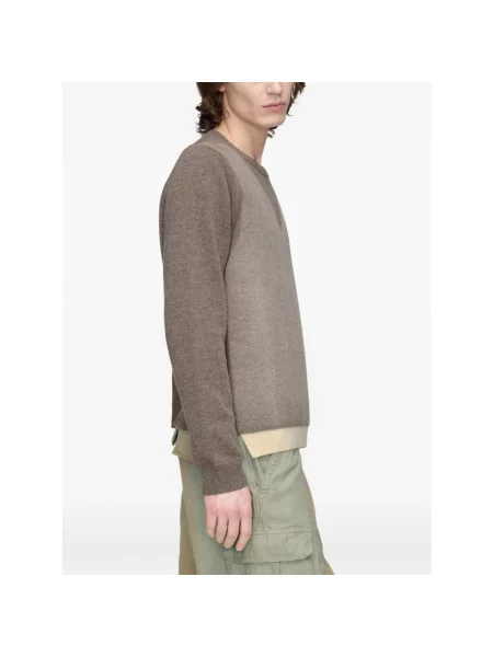 Sweter Maison Margiela z dekoltem w serek wełniany brązowy