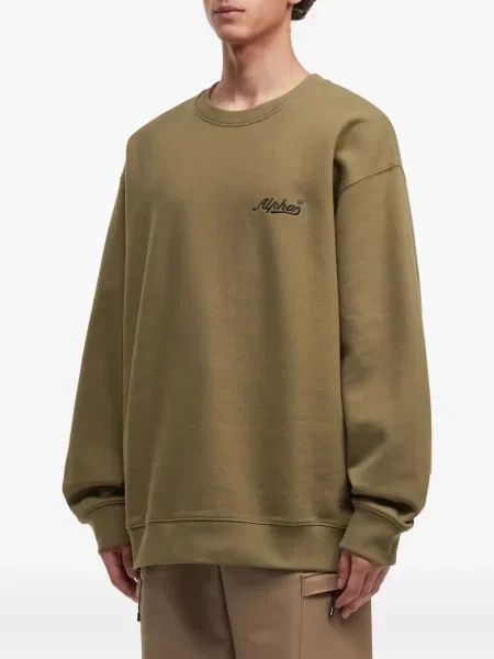 Hanorac crewneck Alpha Industries cu broderie verde