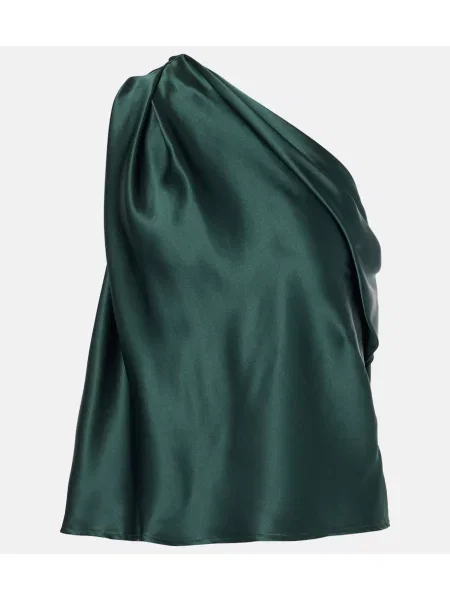 Jedwabny top The Sei na jednym ramieniu zielony