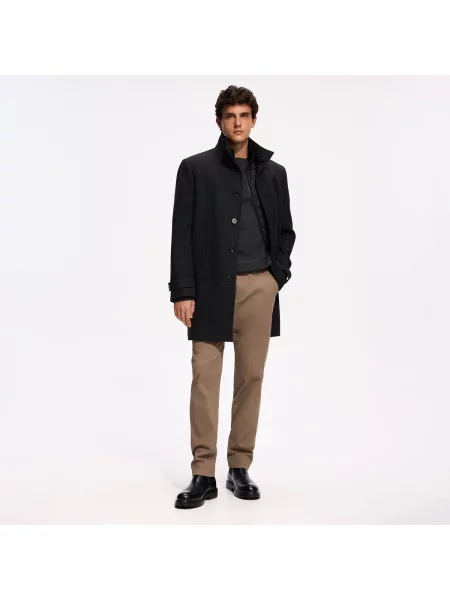 Reserved Chino slim nadrág övvel kávébarna