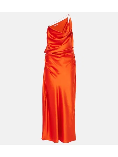 Satynowa sukienka The Sei na jednym ramieniu czerwona