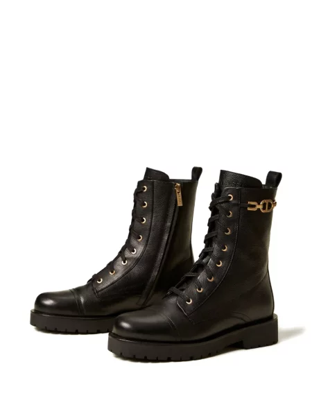Botine Twinset cu șireturi din dantelă negru