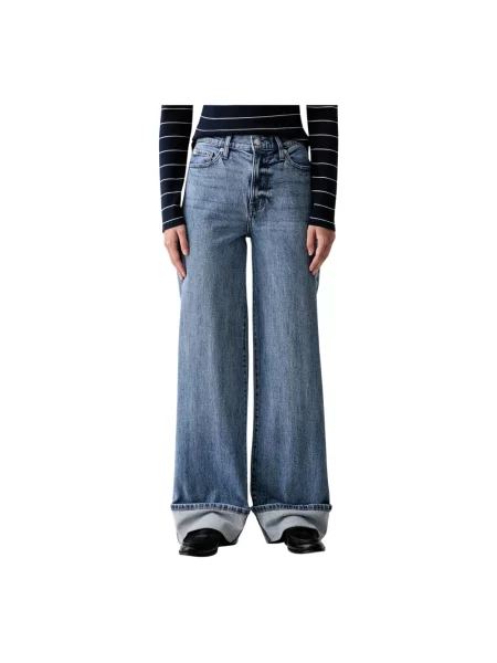 DKNY jeansy wide leg niebieskie