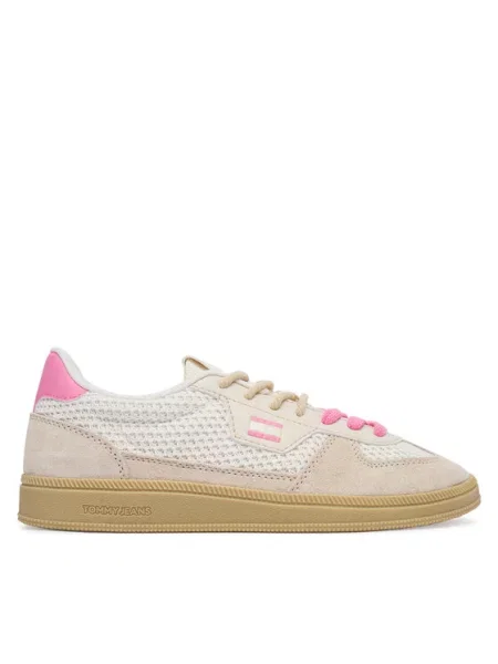 Sneakerși Tommy Jeans tricotate bej