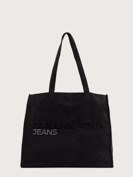 Karl Lagerfeld Jeans υφασμάτινη τσάντα ντένιμ μαύρο