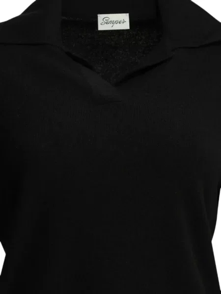 Gulerat tricou polo Semper din cașmir negru