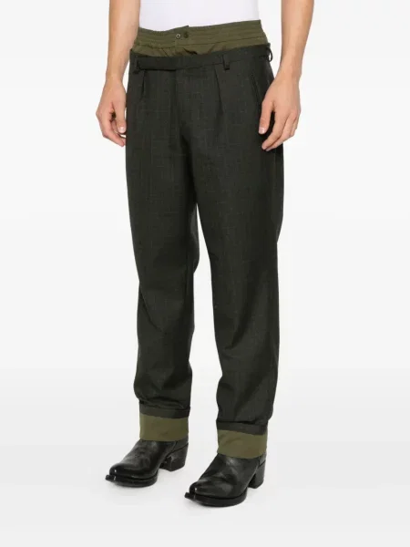Pantaloni Prada în carouri verde