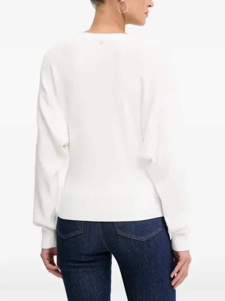 Pulover Guess cu decolteu în V alb