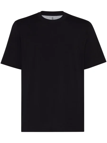 Tricou Brunello Cucinelli din jerseu cu decolteu rotund negru
