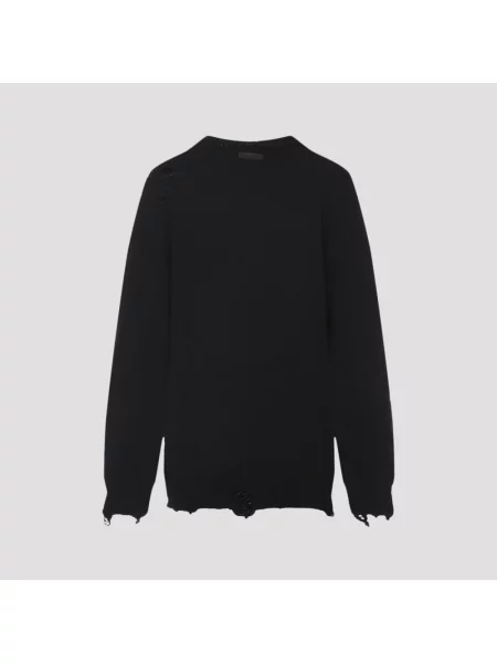 Sweter Moschino wełniany o skróconej długości czarny