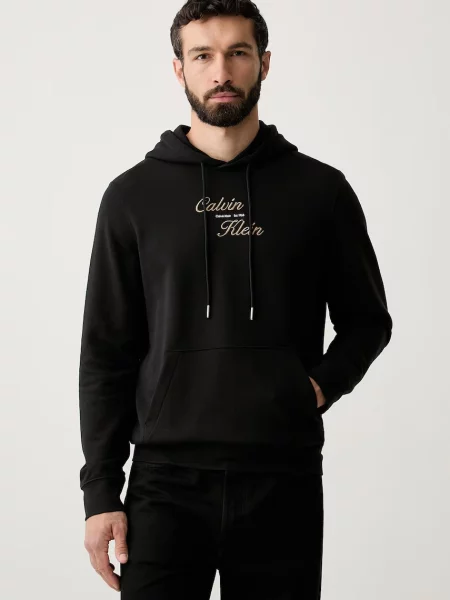 Calvin Klein Jeans hanorac cu glugă pentru bărbați din negru