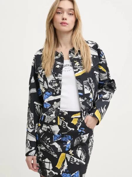 Moschino Jeans geacă cu aspect de cămașă de tranzitie oversize negru