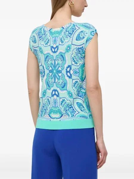 Top Luisa Spagnoli cu imagine cu model paisley albastru