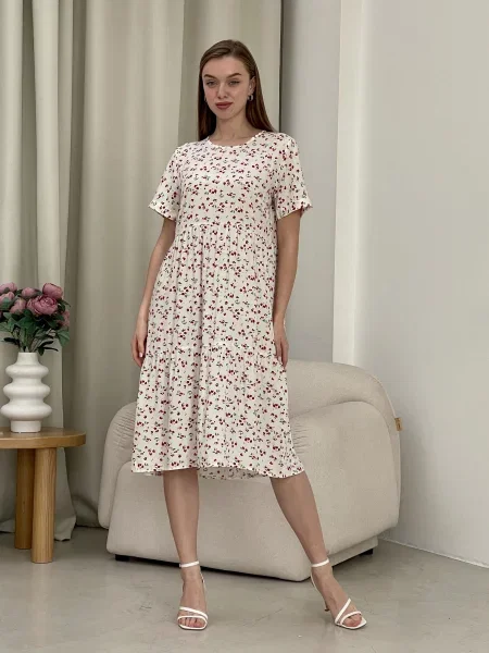 Silvio Merlini Сукня міді Бавовна/акрил білий